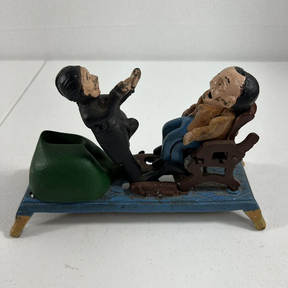 Vintage Cast Iron The Dentist Chair Pulling Teeth Mechanical Bank - Picture 4 of 12